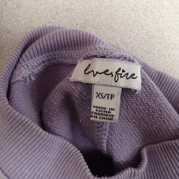 Love Fire Purple Crop Sweatshirt Type Shirt Size XS - Picture 2 of 3